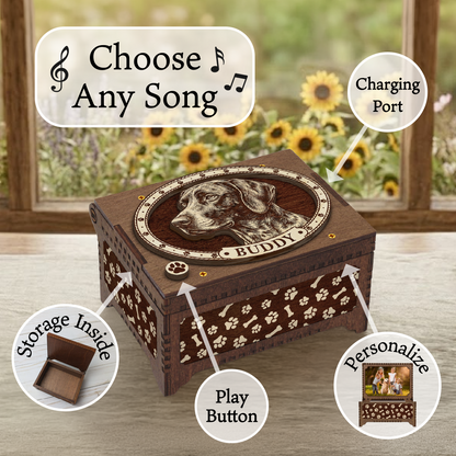 Pointer Dog Custom Memorial Music Box, Keepsake Urn