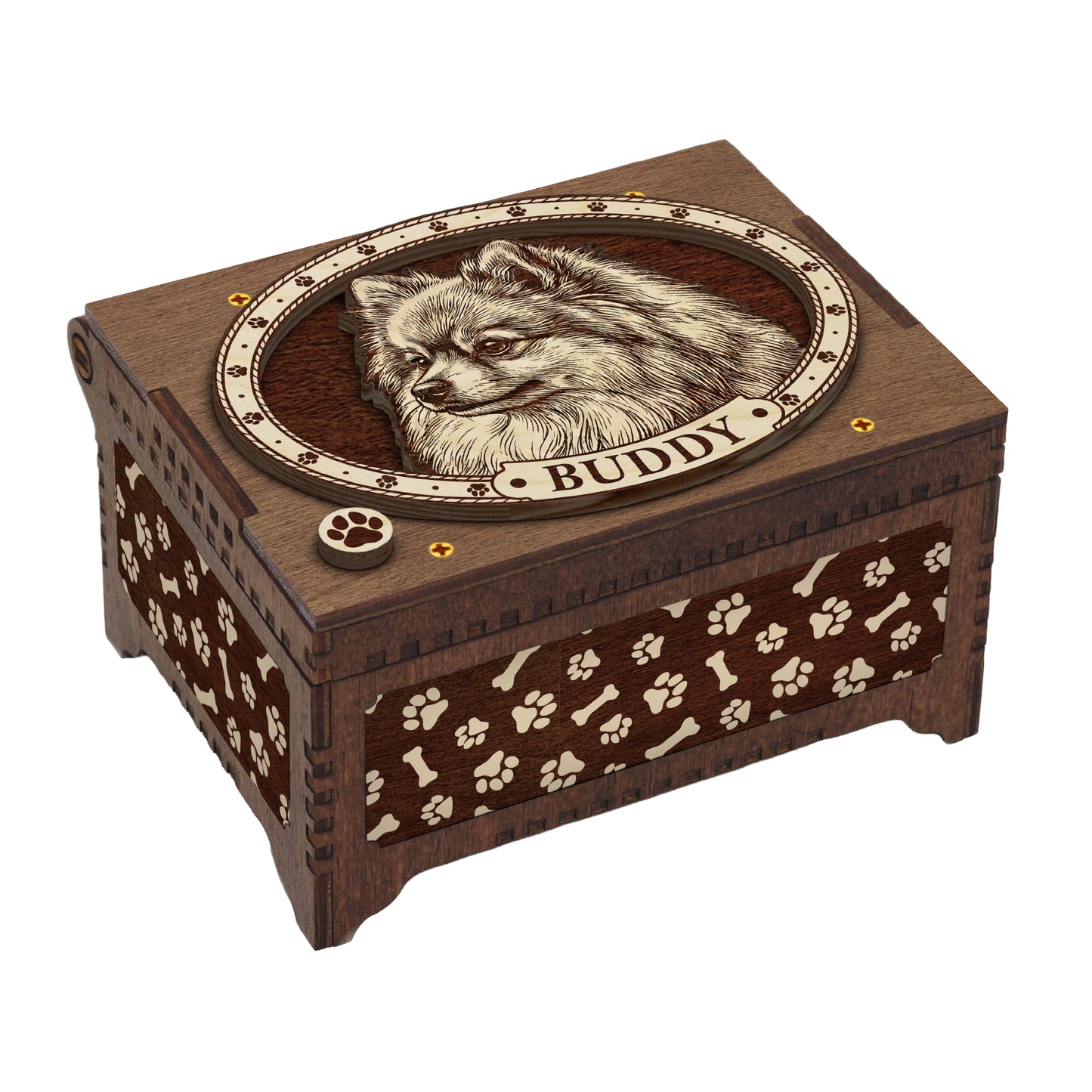Pomeranian Dog Custom Memorial Music Box, Urn