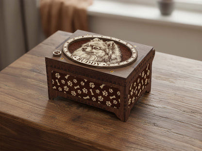 Pomeranian Dog Custom Memorial Music Box, Urn