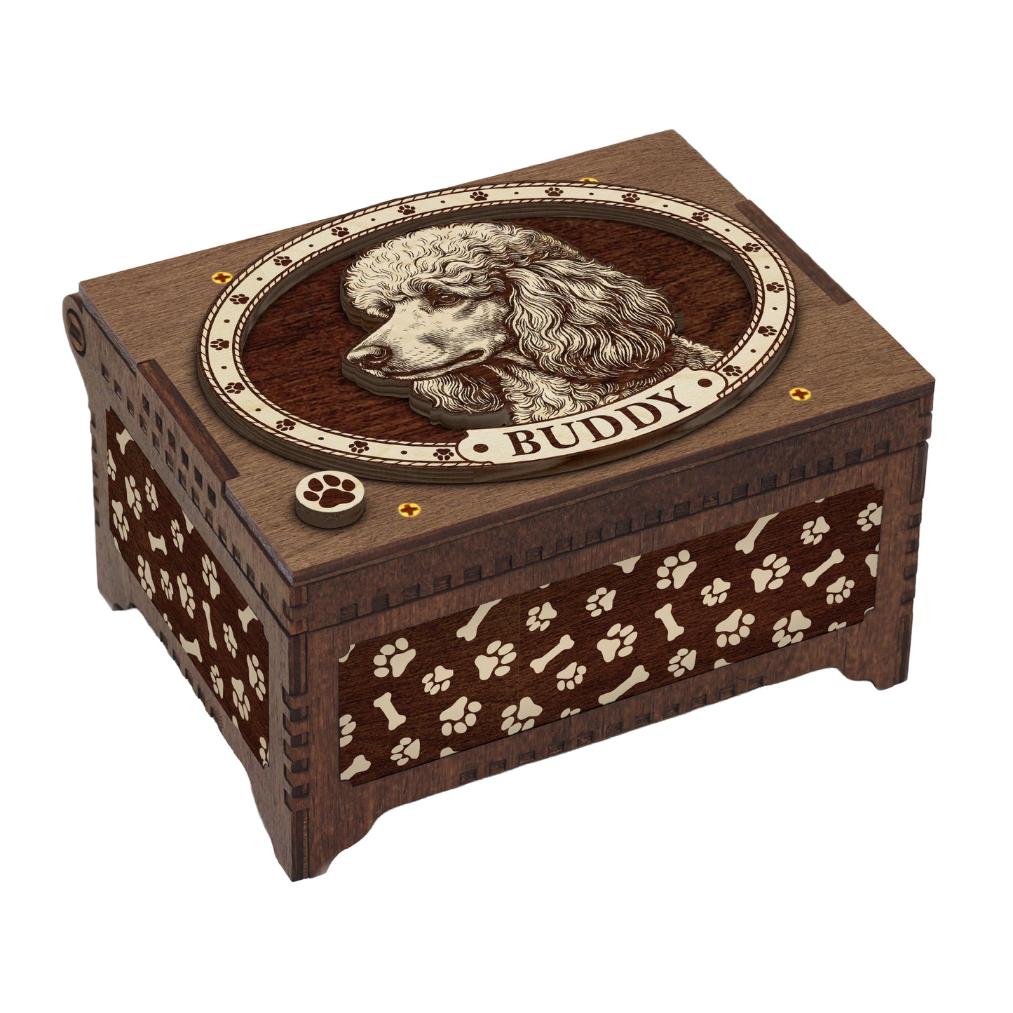 Poodle Dog Custom Memorial Music Box, Urn