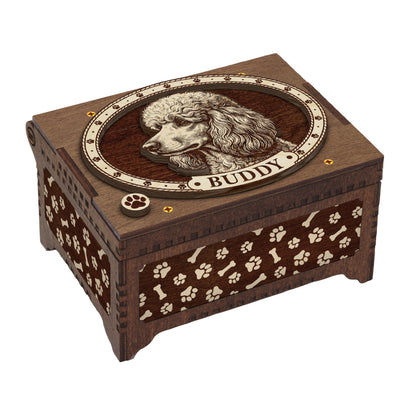 Poodle Dog Custom Memorial Music Box, Urn