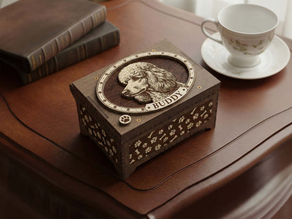 Poodle Dog Custom Memorial Music Box, Urn