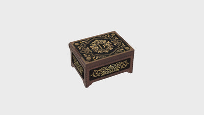 Monogram Wooden Music Box, Baroque Black & Gold Custom Initial Keepsake