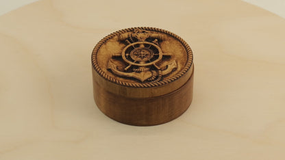 Anchor & Wheel Carved Box