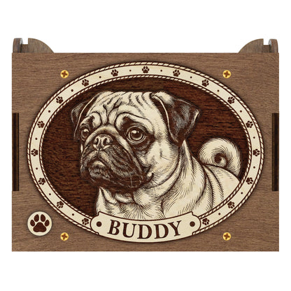 Pug Dog Custom Memorial Music Box, Urn