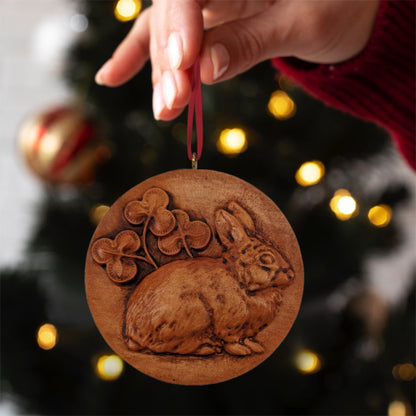 Rabbit Carved Wood Ornament