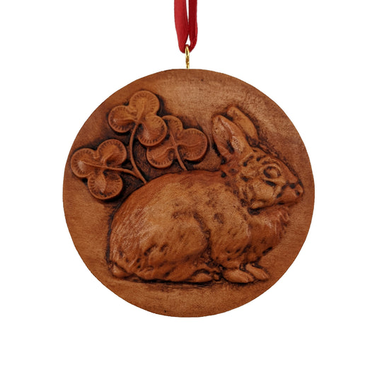 Rabbit Carved Wood Ornament