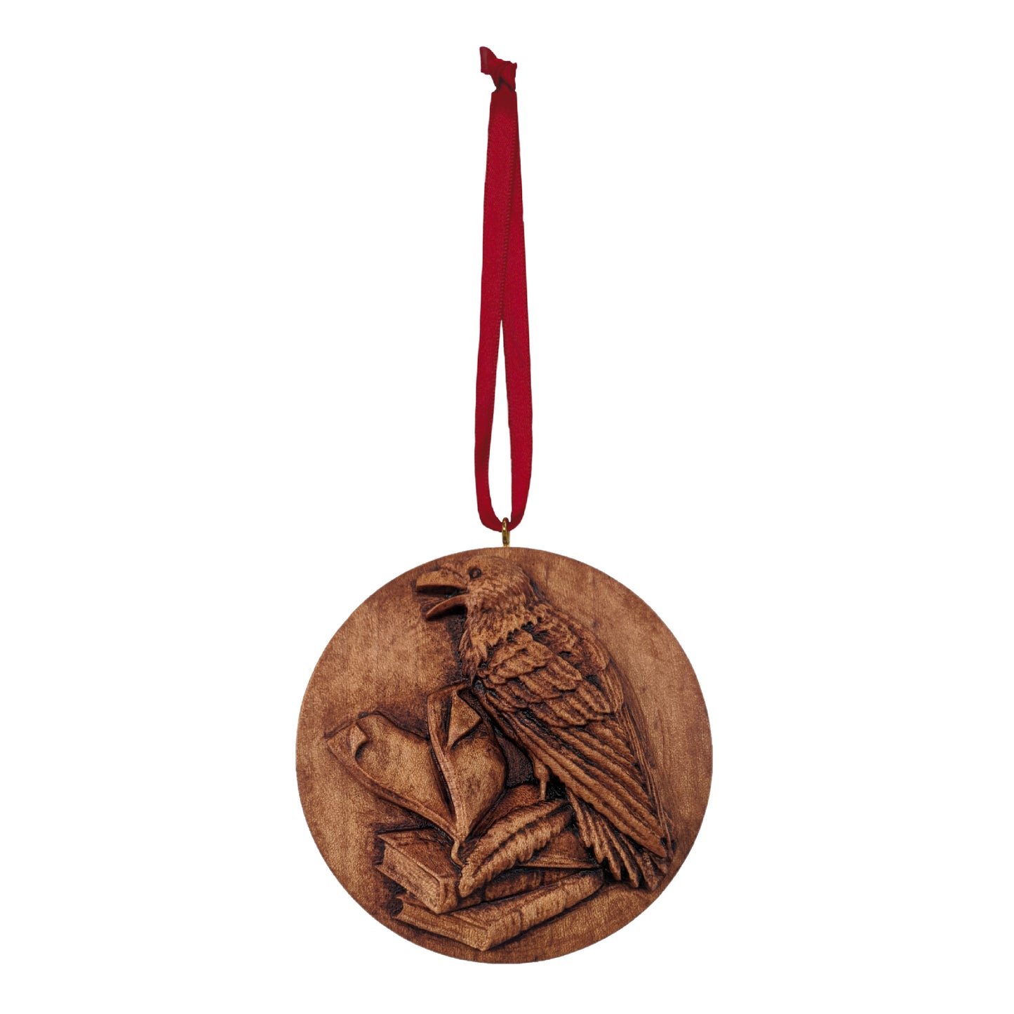 Raven Carved Wood Ornament