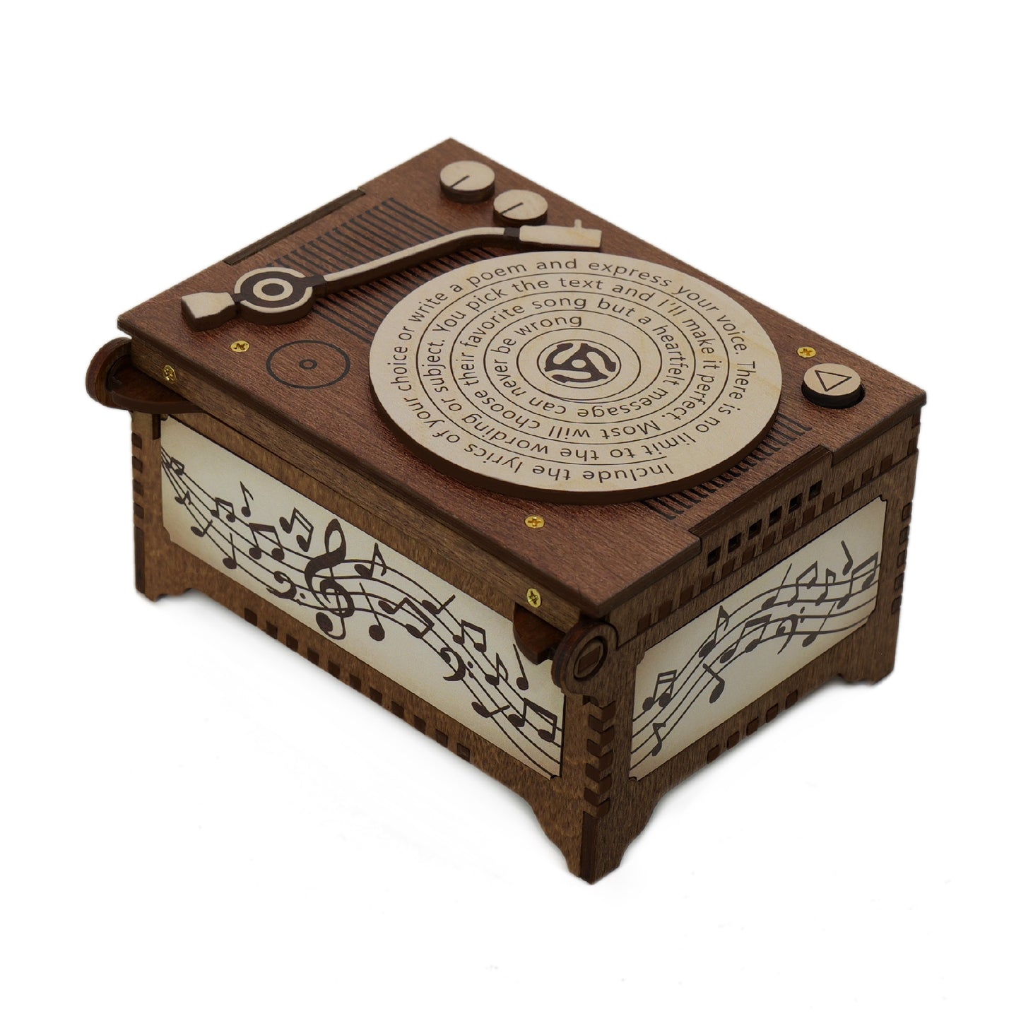 Wood Record Player Music Box