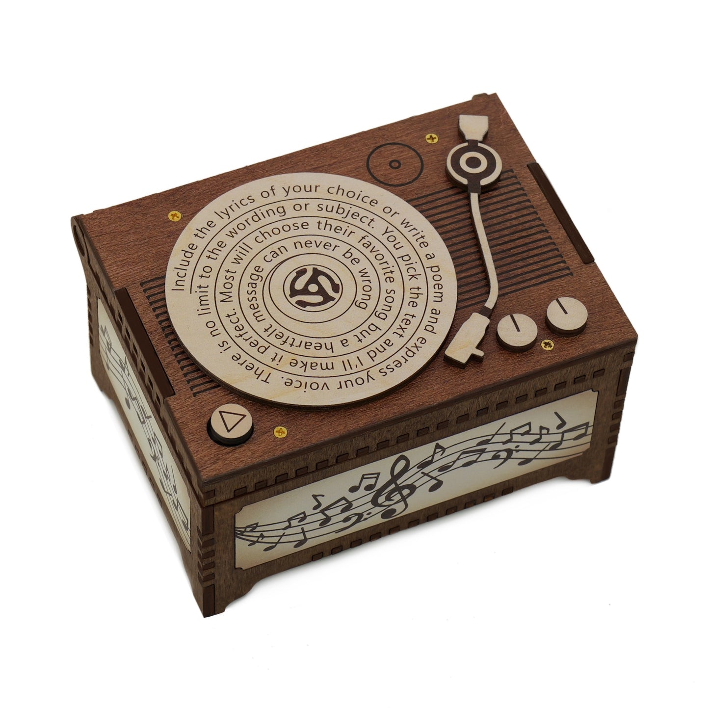 Wood Record Player Music Box