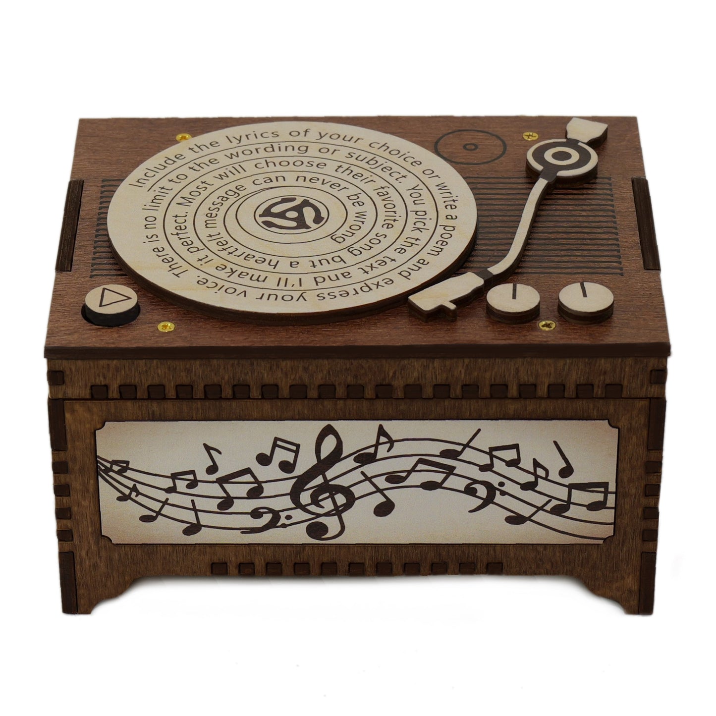 Wood Record Player Music Box