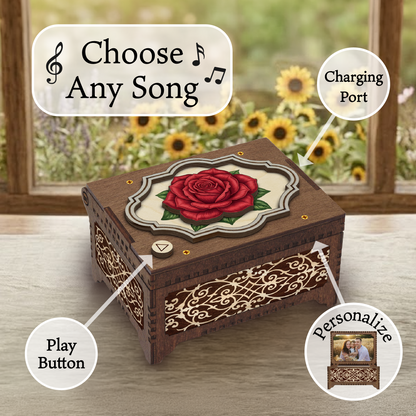 Colorful Rose Music Box