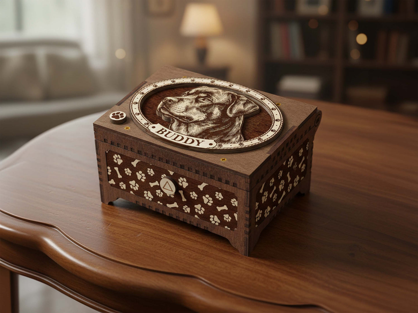 Rottweiler Dog Custom Memorial Music Box, Urn