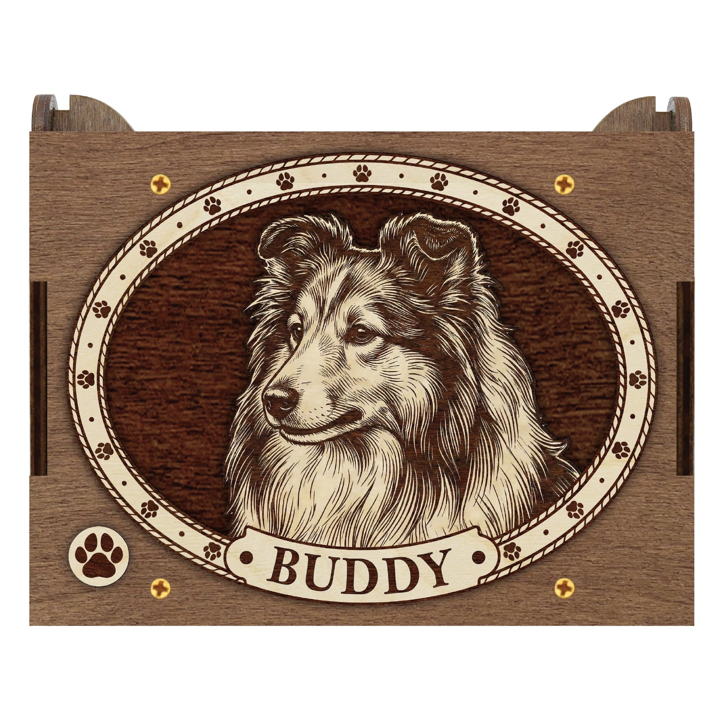 Rough Collie Dog Custom Memorial Music Box, Urn