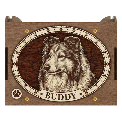 Rough Collie Dog Custom Memorial Music Box, Urn