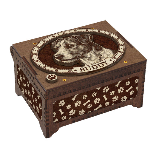 Russell Terrier Dog Custom Memorial Music Box, Urn