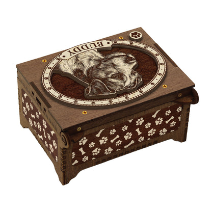 Russell Terrier Dog Custom Memorial Music Box, Urn