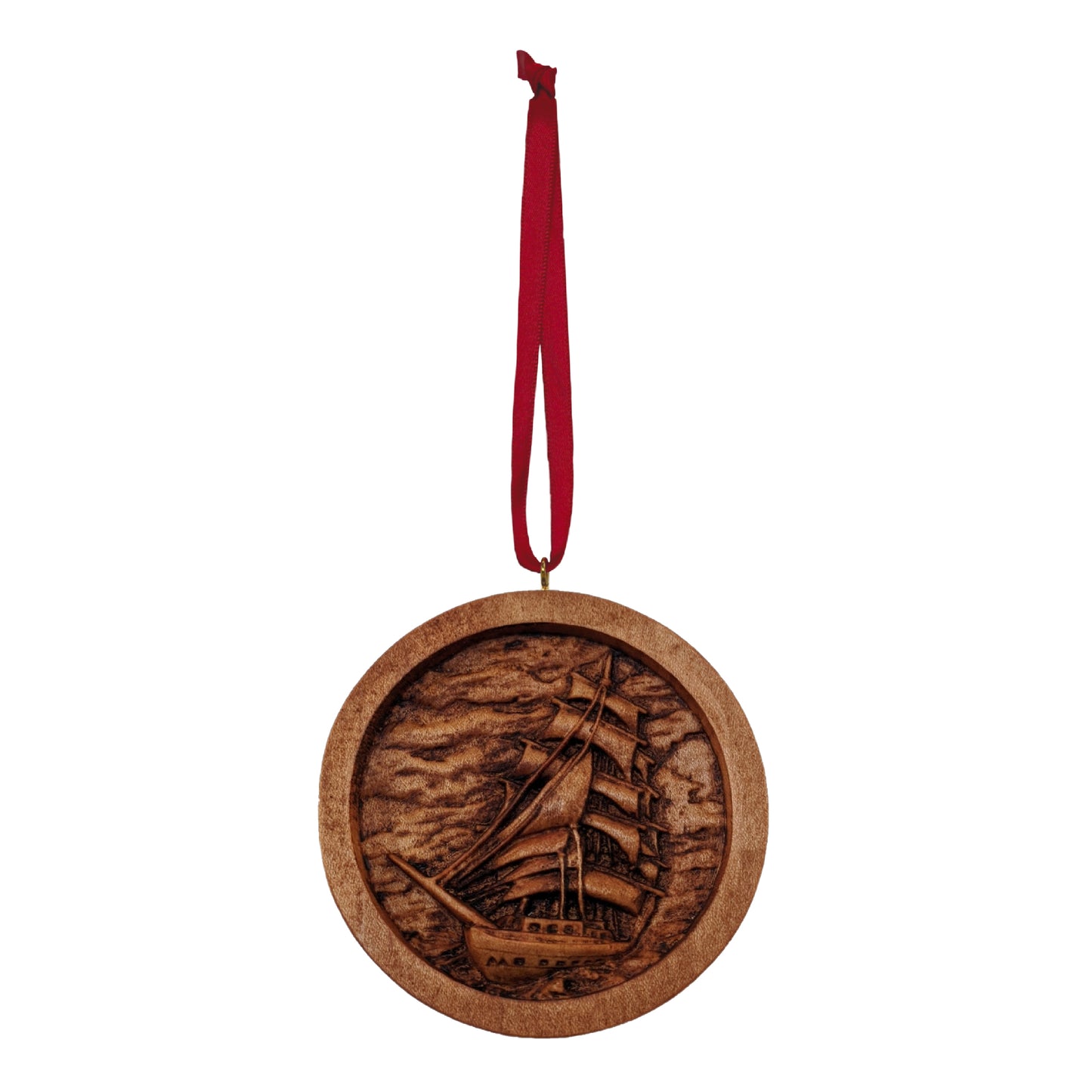 Sailboat Carved Wood Ornament