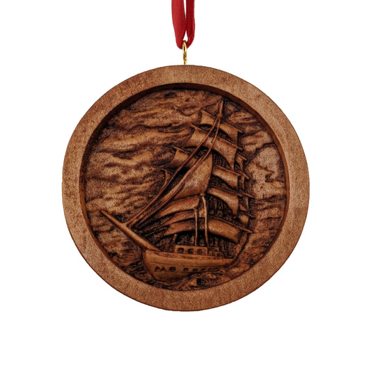 Sailboat Carved Wood Ornament