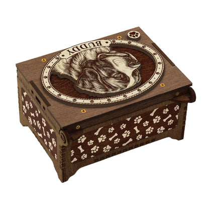 Saint Bernard Dog Custom Memorial Music Box, Urn