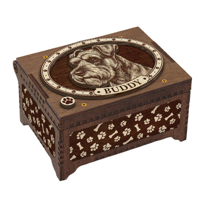 Schnauzer Dog Custom Memorial Music Box, Urn