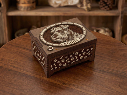 Schnauzer Dog Custom Memorial Music Box, Urn