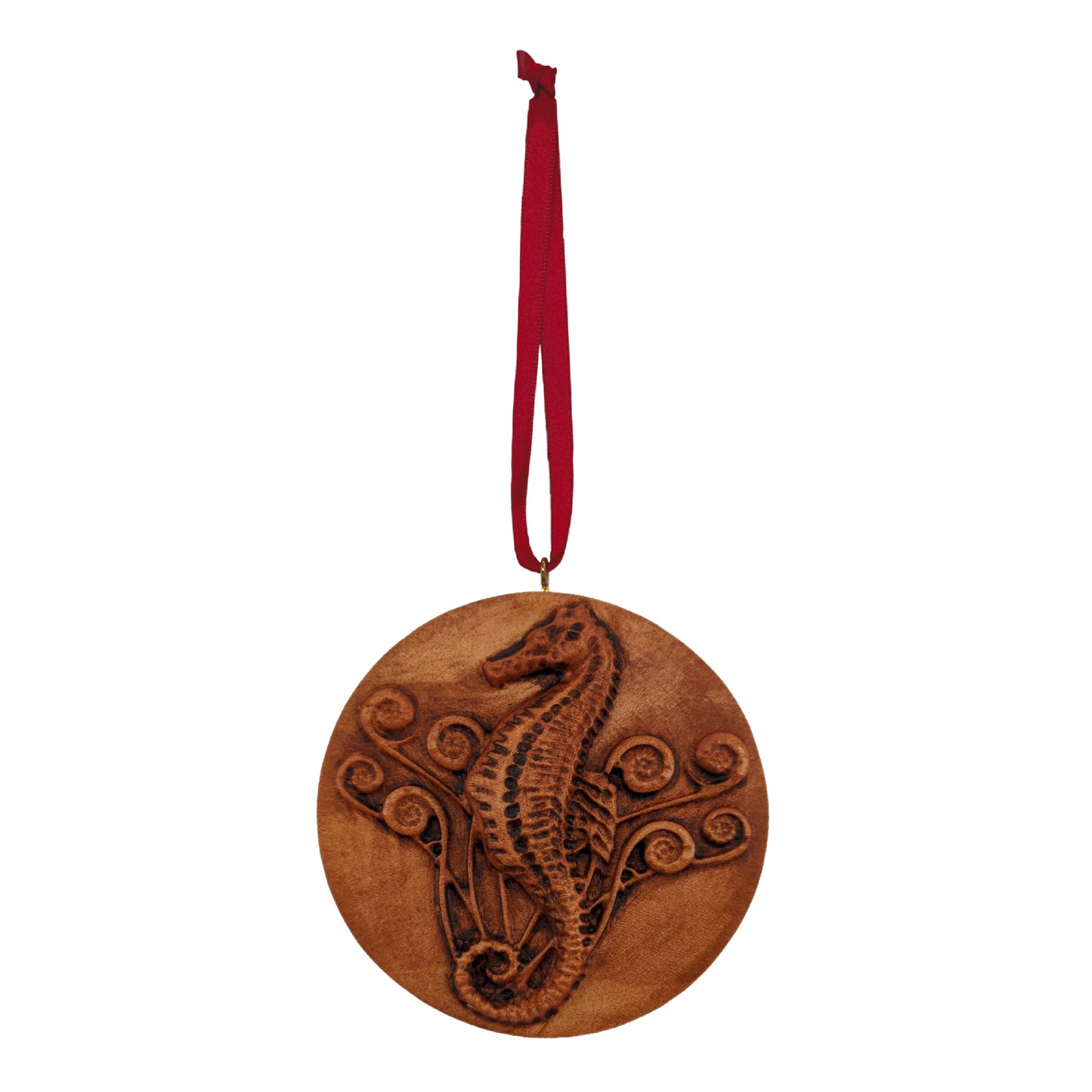 Seahorse Carved Wood Ornament