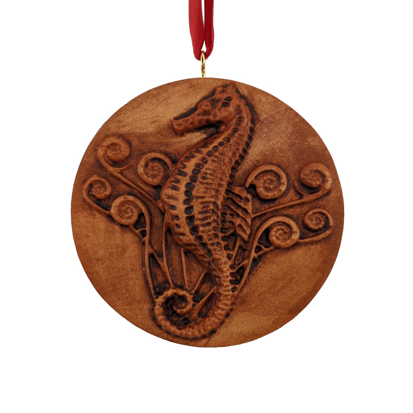 Seahorse Carved Wood Ornament