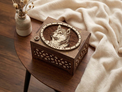 Shiba Inu Dog Custom Memorial Music Box, Urn