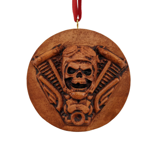 Biker Carved Wood Ornament