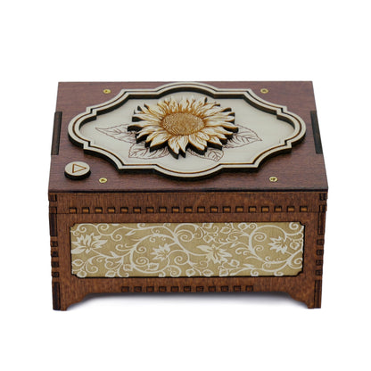 Engraved Flower Music Box - 21 Options