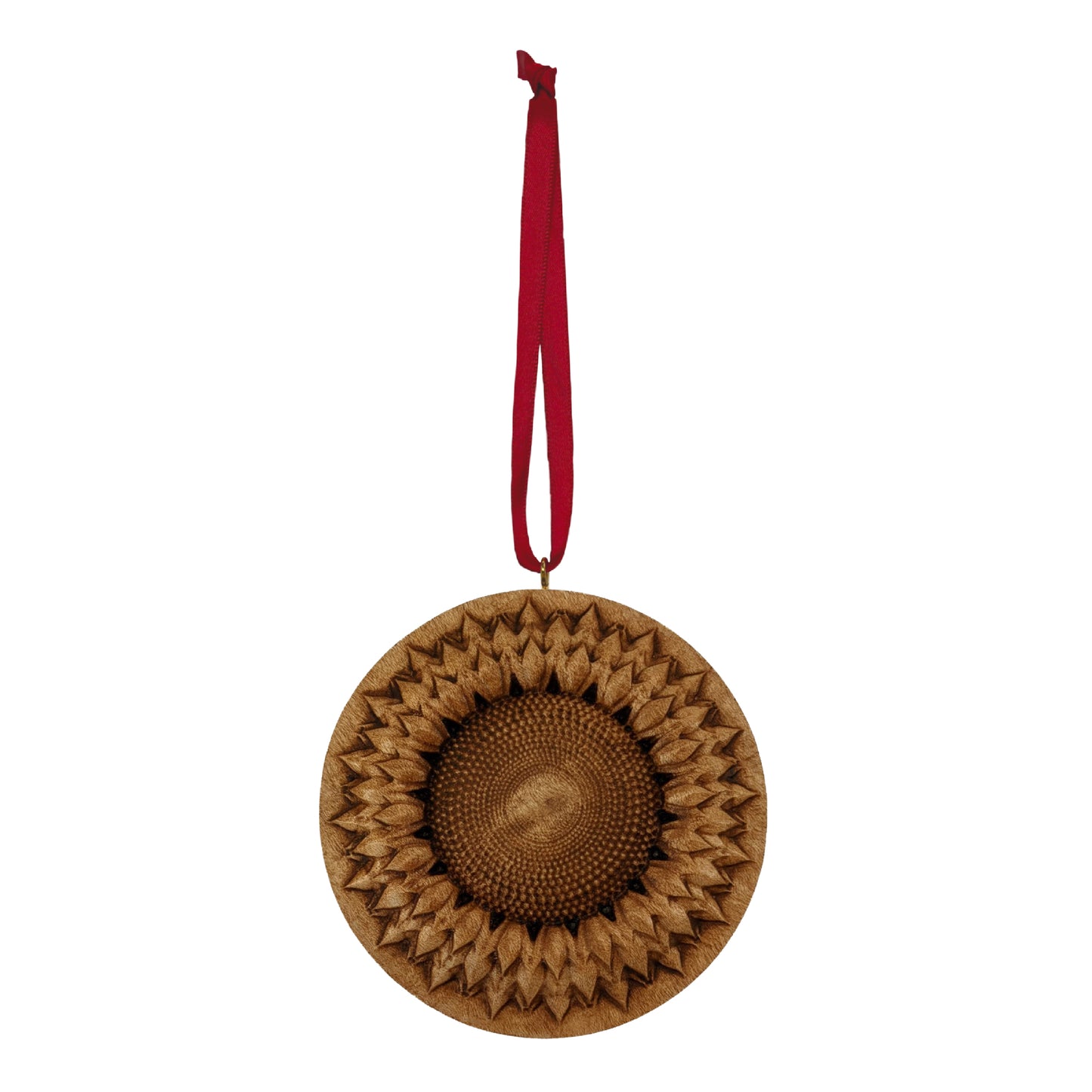 Sunflower Carved Wood Ornament