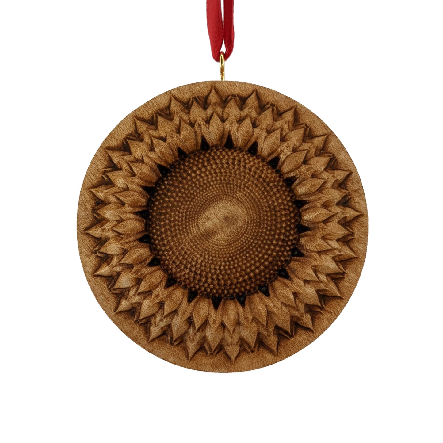 Sunflower Carved Wood Ornament