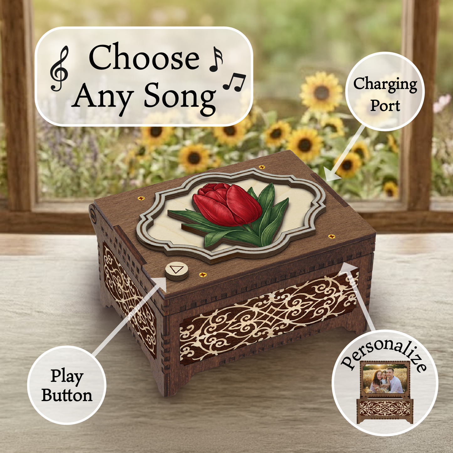 Colorful Tulip Music Box