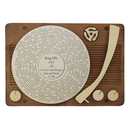 Engraved Lyrics Record Player Wall Hanging