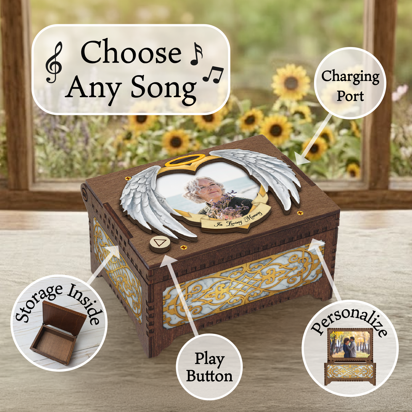 Angel Wings Memorial MP3 Music Box