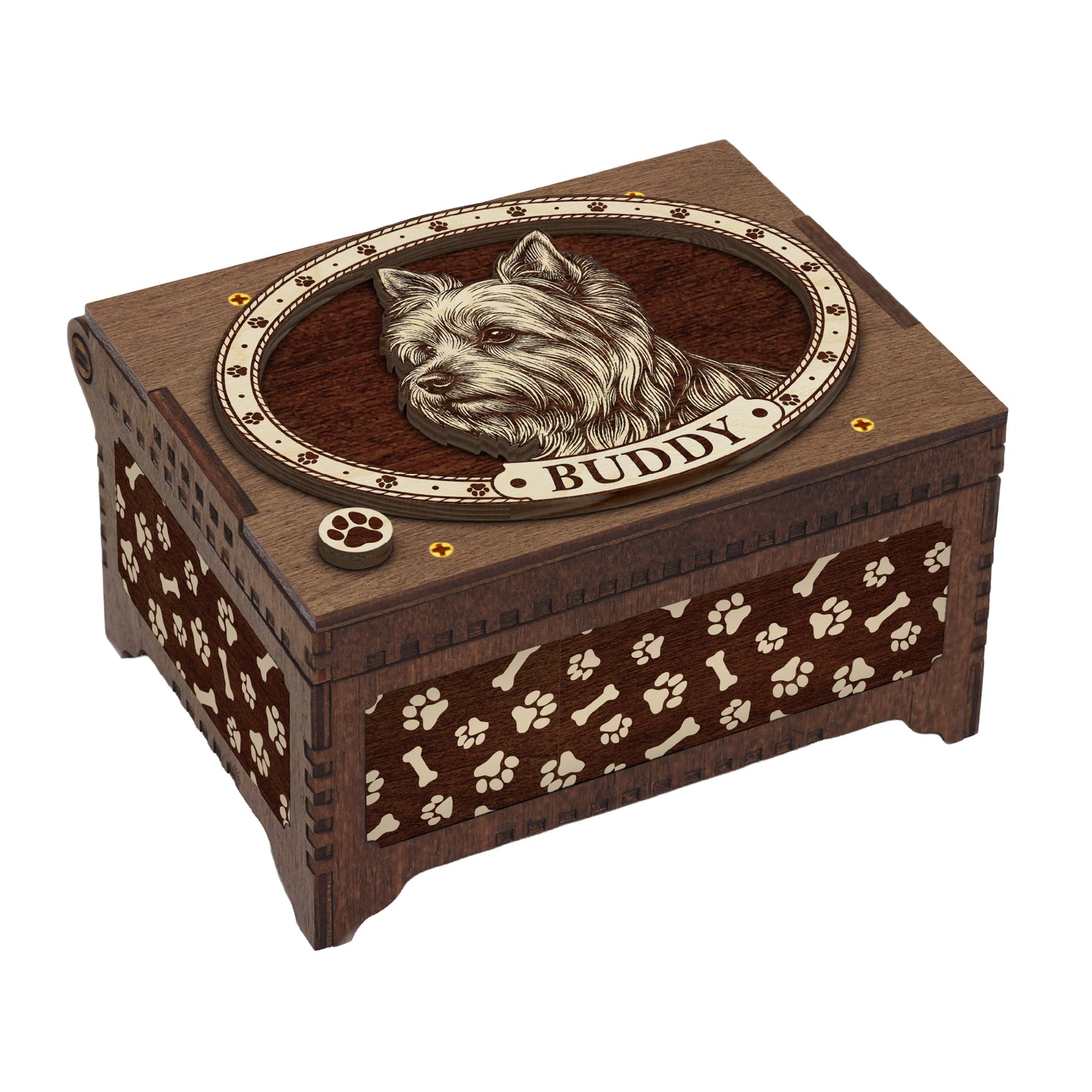 Yorkshire Terrier Dog Custom Memorial Music Box, Urn
