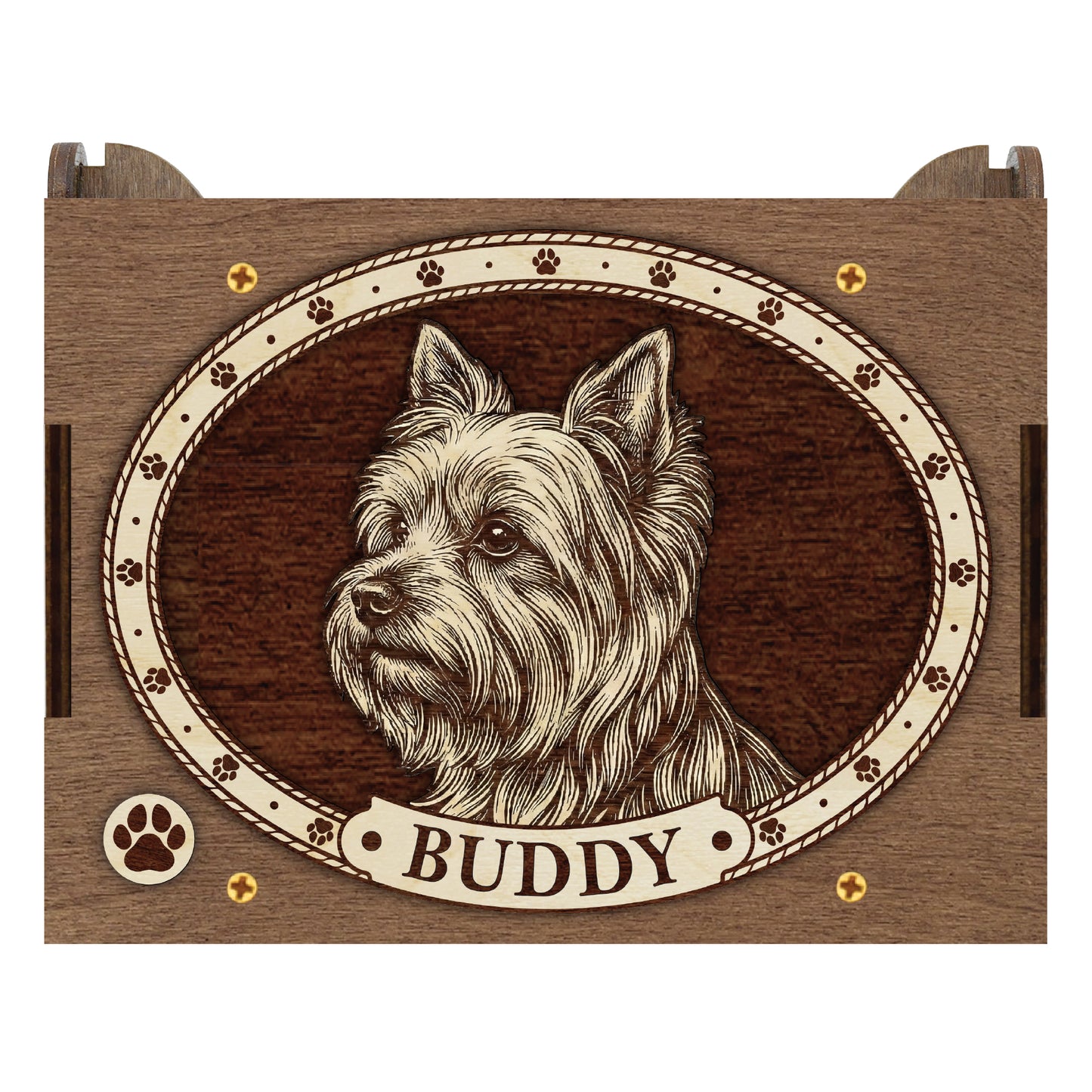 Yorkshire Terrier Dog Custom Memorial Music Box, Urn