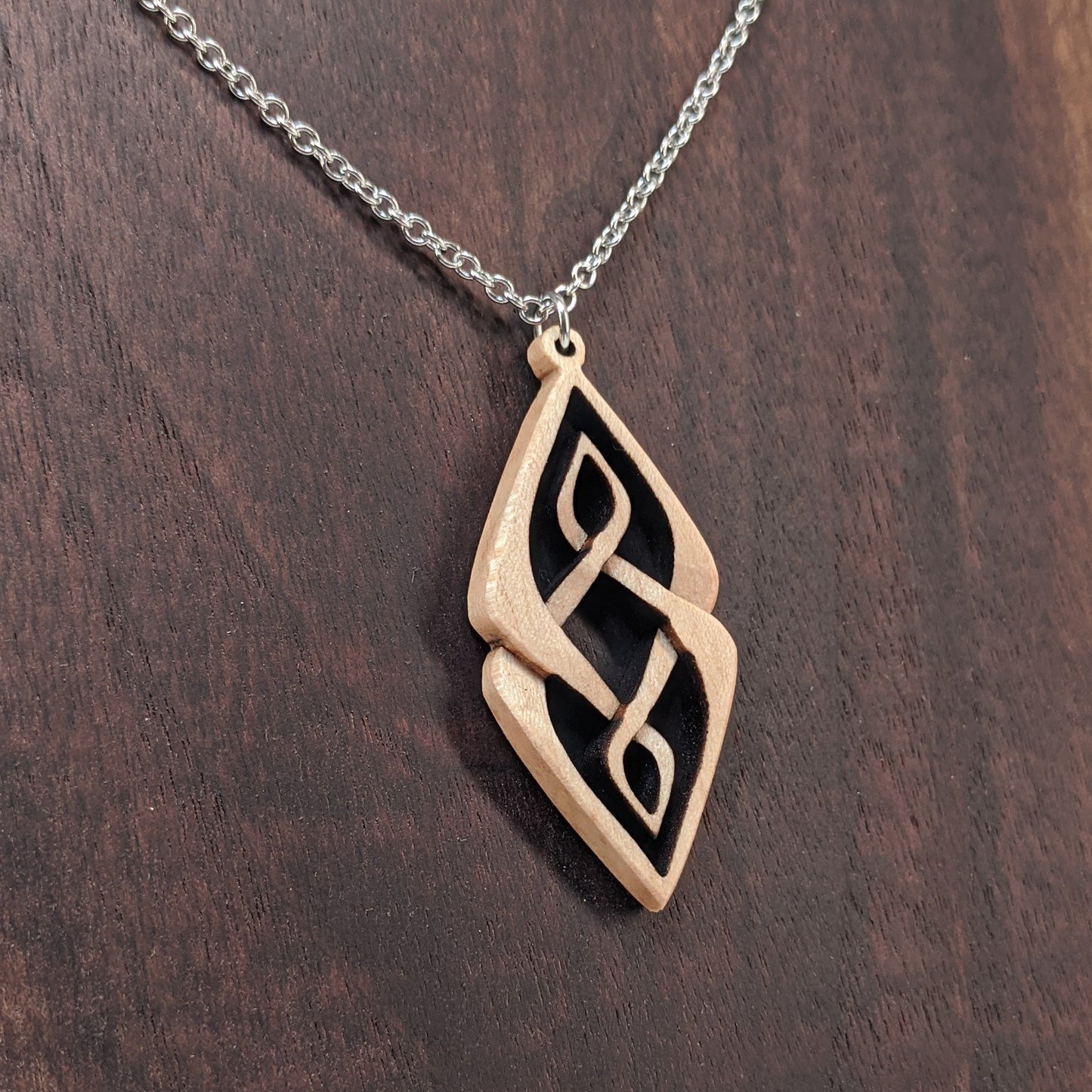 Diamond Weave Hand Carved Pendant