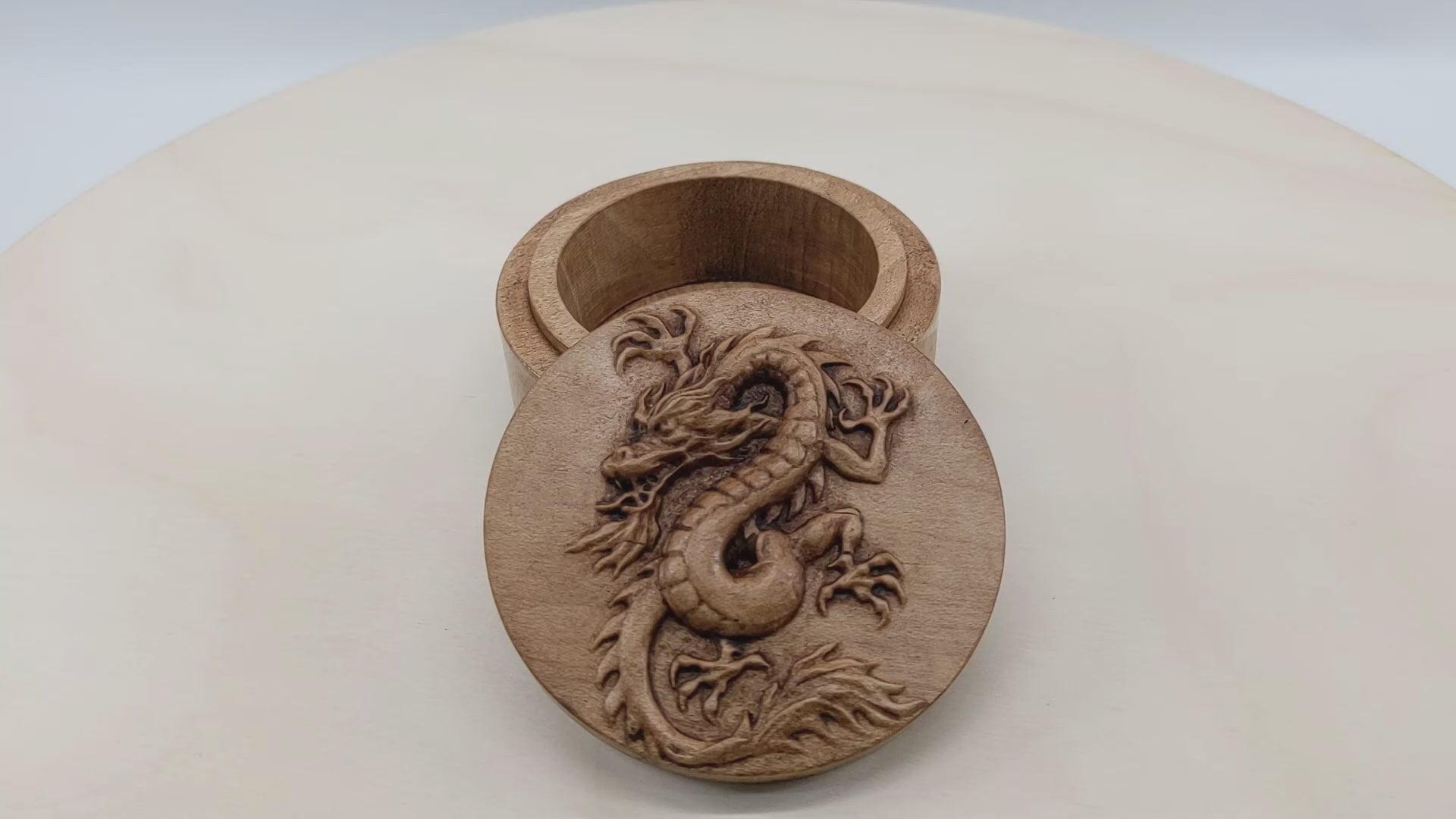 Carved Dragon Round Wood factory Box