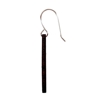 Large loop stainless steel earring hook, arranged to show the side profile with a wood earring hanging from the loop with no jump ring. 