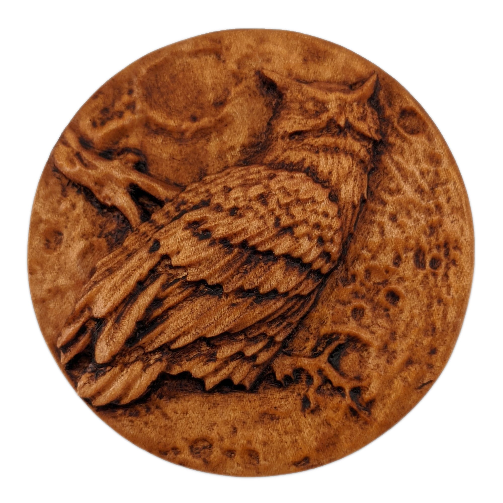 Carved Owl and Moon Round online Wood Box