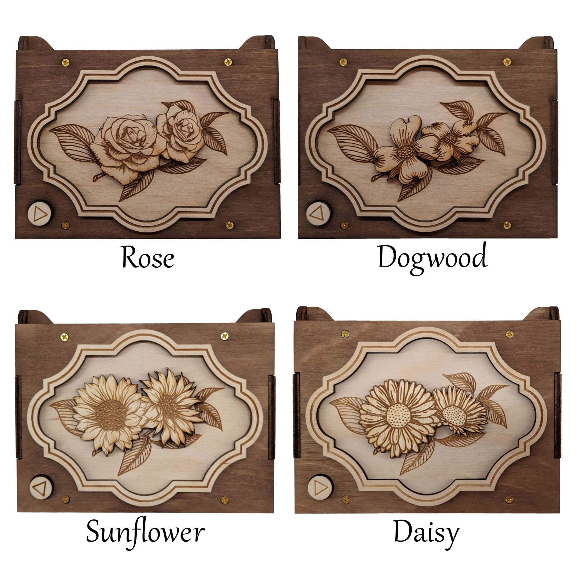 Custom Song Flower Music Box  Rose, Magnolia, Dogwood, Sunflower, Dai –  Davidson Workshop