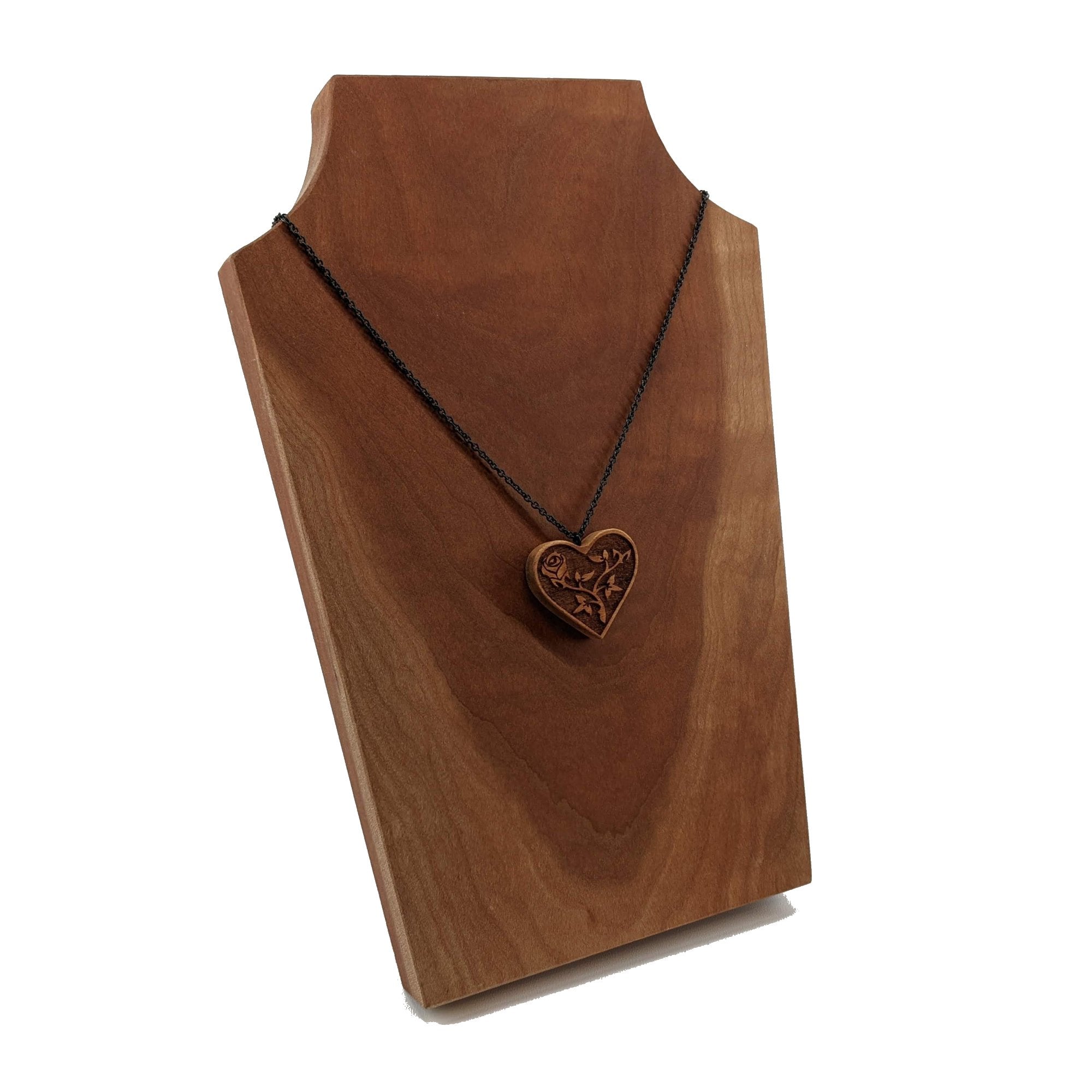 Suede & Wood Heart Necklace - Red – Retail Therapy